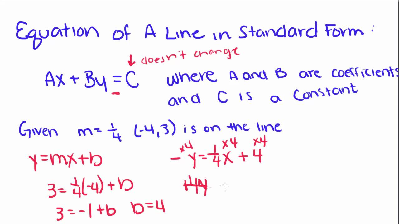 Introduction to Geometry - 40 - Equation of a Line in Slope Intercept and Standard Form