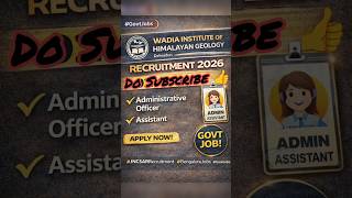 Wadia Institute of Himalayan Geology Recruitment|Admin Officer &amp; Assistant #govt #job #rozgarsuchna