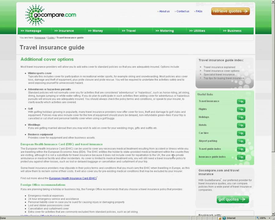 gocompare global travel insurance