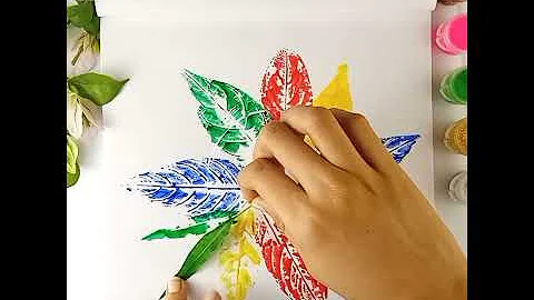 Leaf Impression Painting Tutorial | DIY Leaf Printing For Kids | Leaf Printing Art Activities#shorts