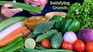 ASMR/MUKBANG - RAW FRESH VEGETABLES/ CRUNCHY EATING SOUNDS/ALOEVERA, BITTERGOURD, CAPSICUM ETC.