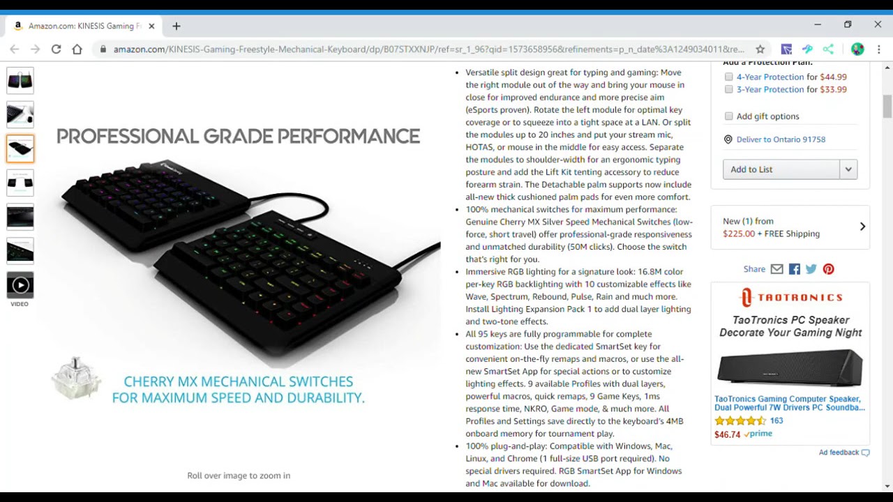 Coming 12/15/19: KINESIS Gaming Freestyle Edge RGB Split Mechanical Keyboard