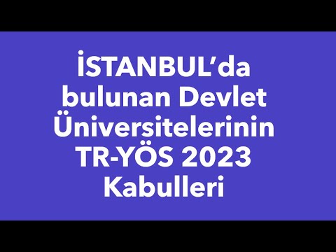 İstanbul'daki Devlet Üniversiteleri TR-YÖS 2023