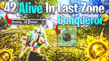 🔥42 ALIVE In 2nd Last Zone-Hard Conqueror Lobby😱SOLO RANK PUSH TIPS & TRICKS C3S9 (Royal 2op)