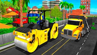 Crane Operator Construct Uphill Highway with Dump Truck - Fun Construction Site - Android Gameplay screenshot 1