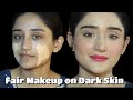 How to do fair makeup on darkmediumdusky skintone  fair makeup base  makeup transformation