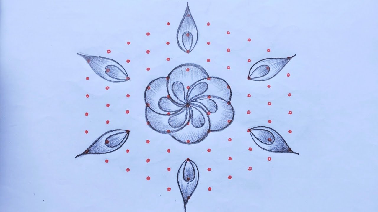 🌺 Вау, красивый лотосовый колам 🌺 креативность 👍🌺 всего 11 точек 🌺 простой, необычный 🌺 простая р...