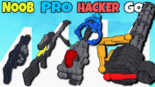 NOOB vs PRO vs HACKER vs GOD in Human Gun! New Weapon Part 2
