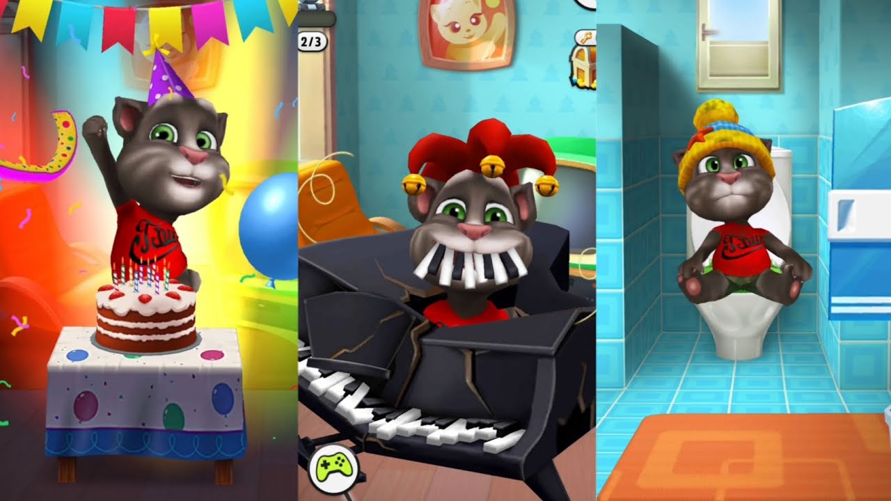 kucing Tom bermain talking tom 2, random moments 2 YouTube