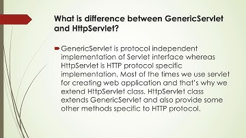 Difference Between GenericServlet and HttpServlet
