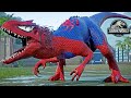 Spiderman Indominus REX, Venom, Captain America, Iron Man  Dino Fight - Jurassic World Evolution
