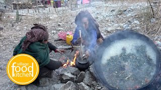 dry vegetable and dry meat curry || village food kitchen || lajimbudha ||