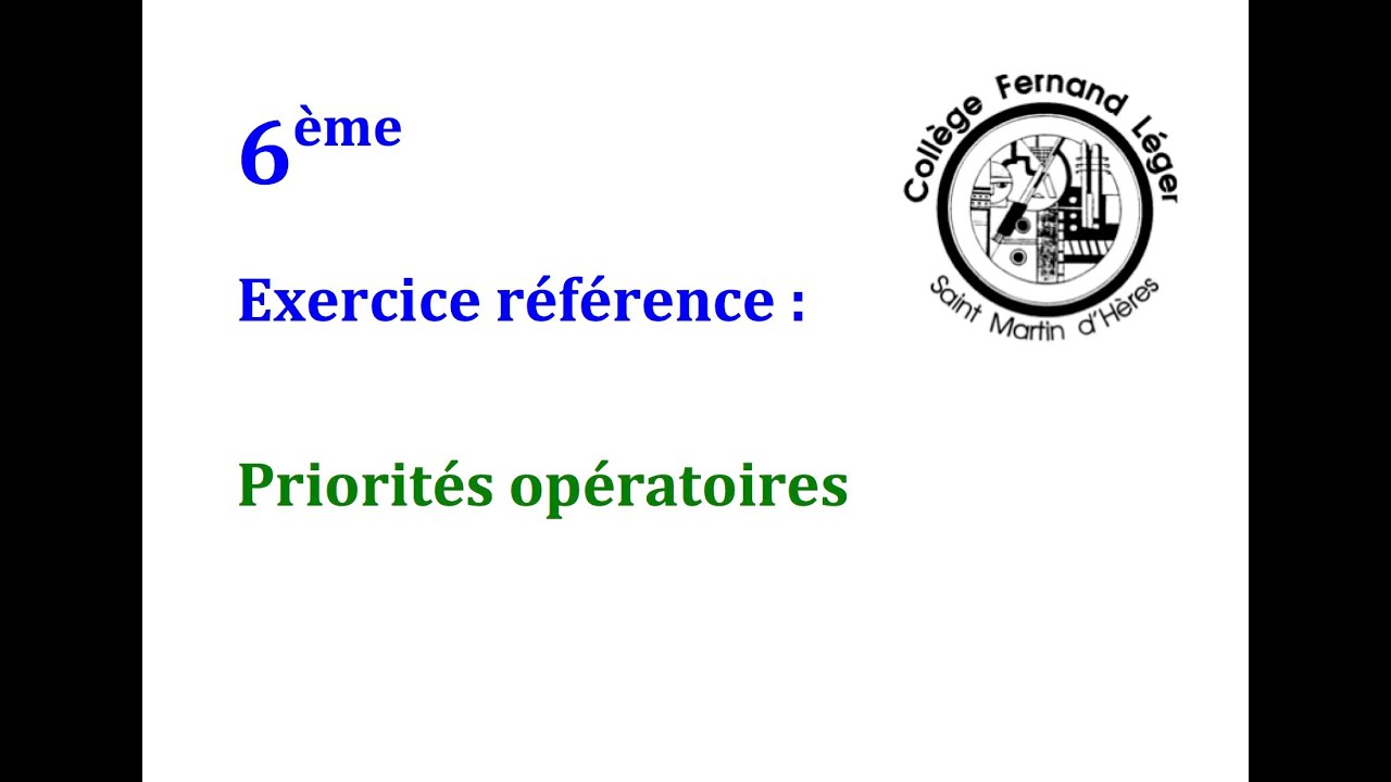 6ème-ER22-Priorités opératoires - YouTube