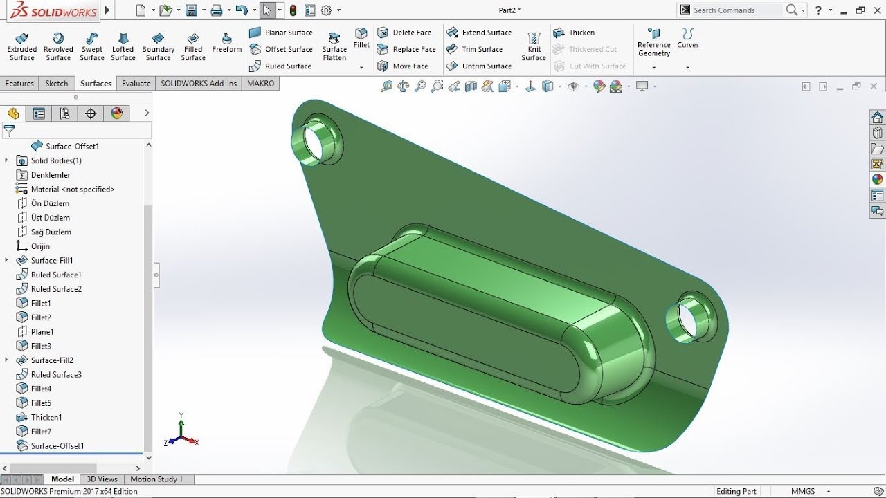 SolidWorks Basics of Surfaces - YouTube