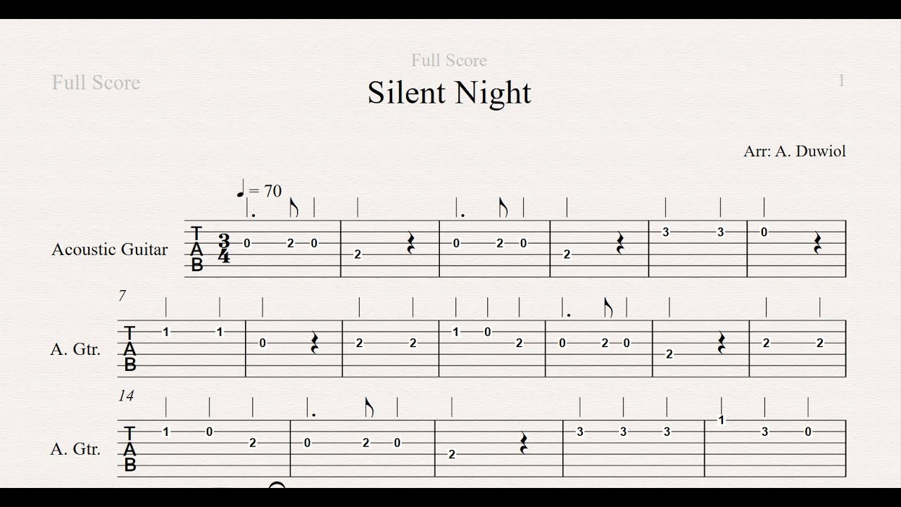 SILENT NIGHT GUITAR TUTORIAL TABS YouTube