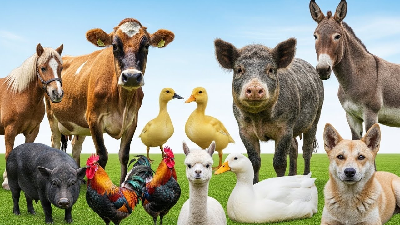 Explore Farm Animals: Sheep, Pig, Cow, Goat, Duck, Chicken, Dog, Cat