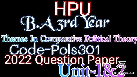 HPU📜B.A 3rd Year🗞️Themes In Comparative Political Theory🌏Code-Pols301📖Most Important Questions📜