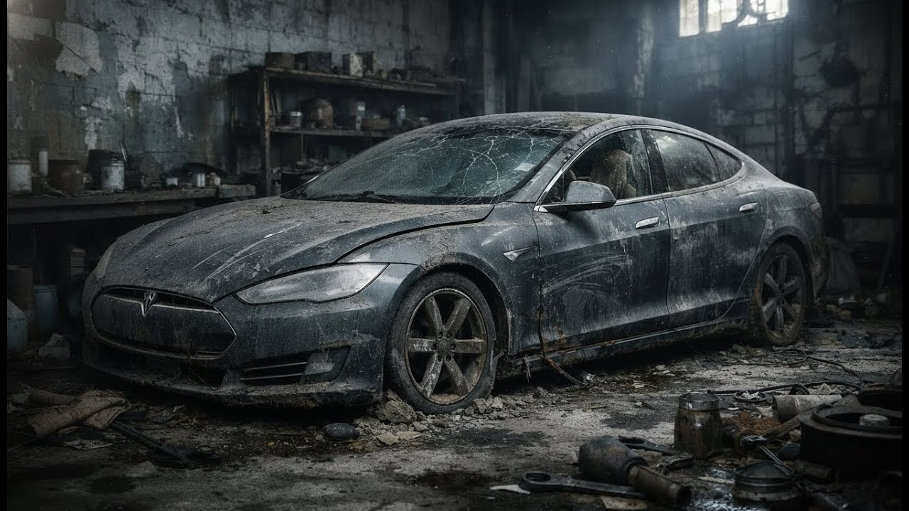 ASMR Car Restoration From Abandoned Garage Find to Like-New Tesla Model S