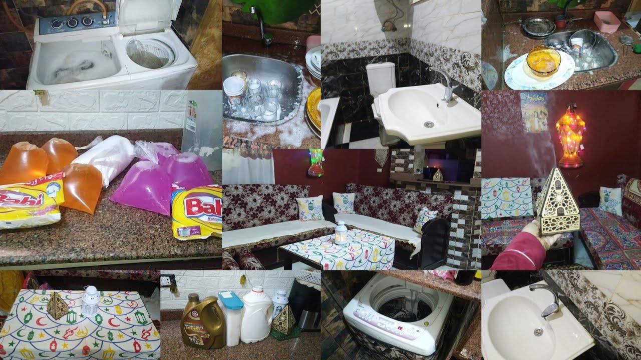 روتين الست المصرية يوم الغسيل بغسالتي العادية 🧺روتين الرغاوي والنظافة والطاقة الإيجابية 💪