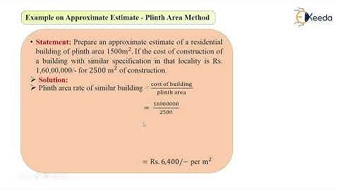 Example on Approximate Estimate 1 - Estimates - Quantity Survey Estimation and Valuation
