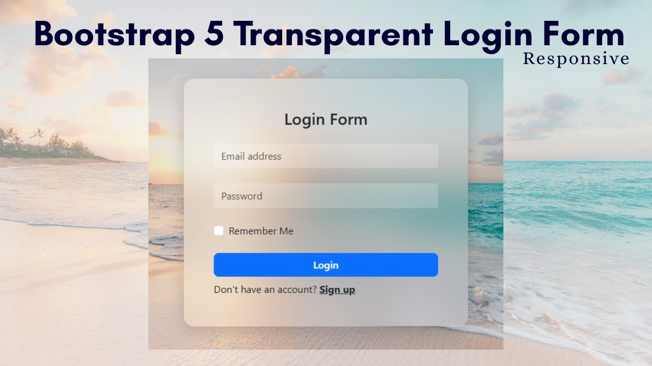 Responsive Login Form with BOOTSTRAP 5 | Transparent Login form with Glass & hover Effect
