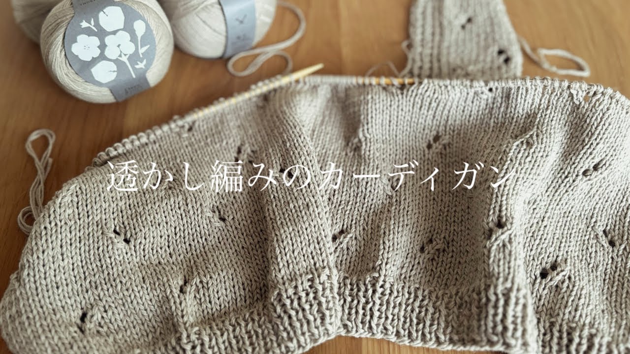 編み物/透かし編みのカーディガン/DARUMAリネンラミーコットン/柳屋/編み物キット🧶誕生日おめでとう🎉私🥳㊗️