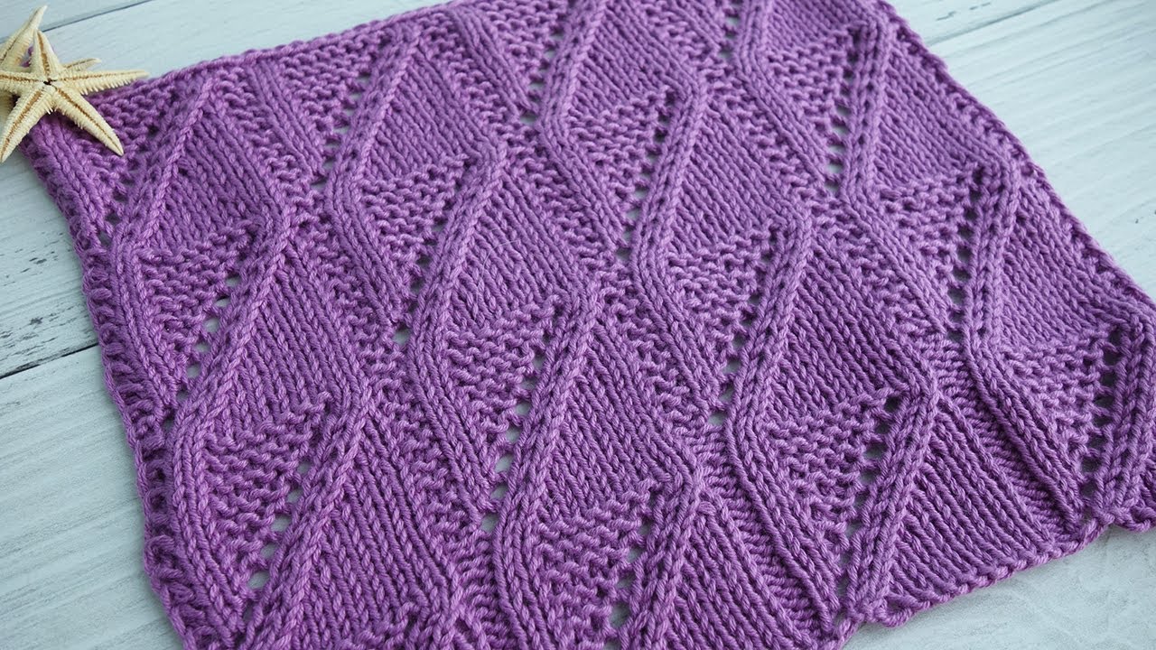 Красивый узор спицами с рельефом Ромбы схема и описание /Beautiful knitting pattern