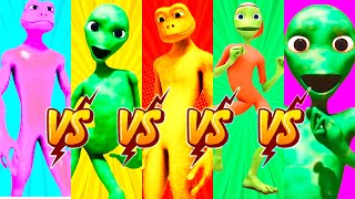 Dame tu cosita VS Crazy Frog VS Patila VS Me Kemaste Funny Color dance challenge Green Alien