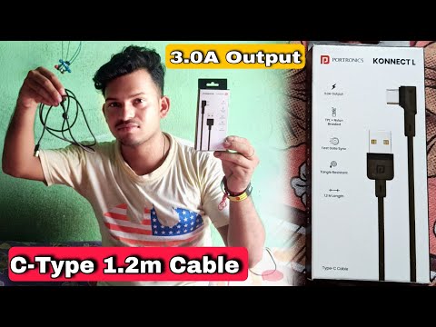 Portronics Connect L Type-C Cable Unboxing and review | turbo charge 1.2M Length