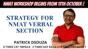 Strategy for NMAT Verbal Section | NMIMS | Patrick Dsouza | 6 times CAT 100%iler