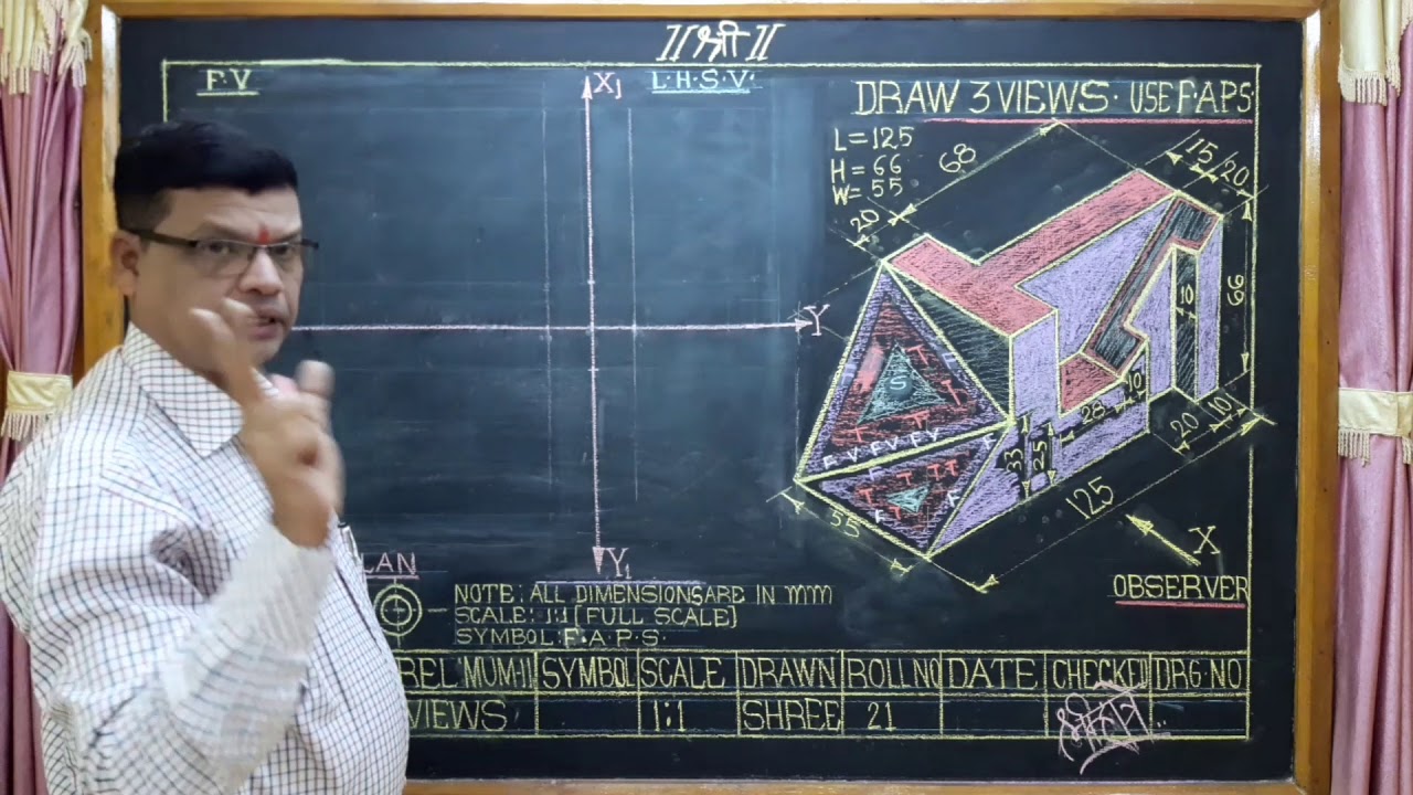 How to draw "ORTHOGRAPHIC VIEWS IN FIRST ANGLE PROJECTION SYSTEM"by N.T ...
