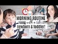 MORNING ROUTINE WITH A NEWBORN AND TODDLER 2019 | MUM / MOM OF TWO #ROUTINES #MORNINGROUTINE