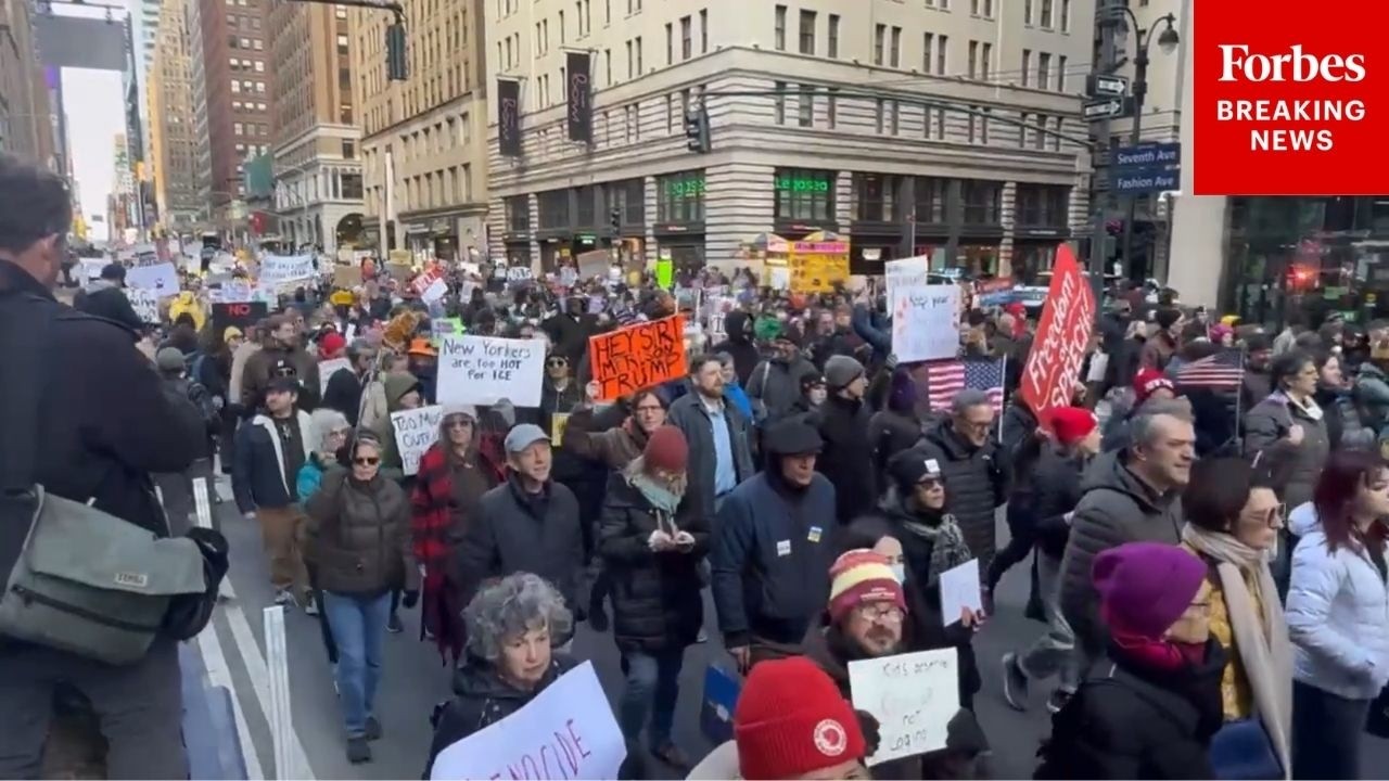 Streets Of New York City Filled With Protesters As Part Of Nationwide 'No Kings' Protests