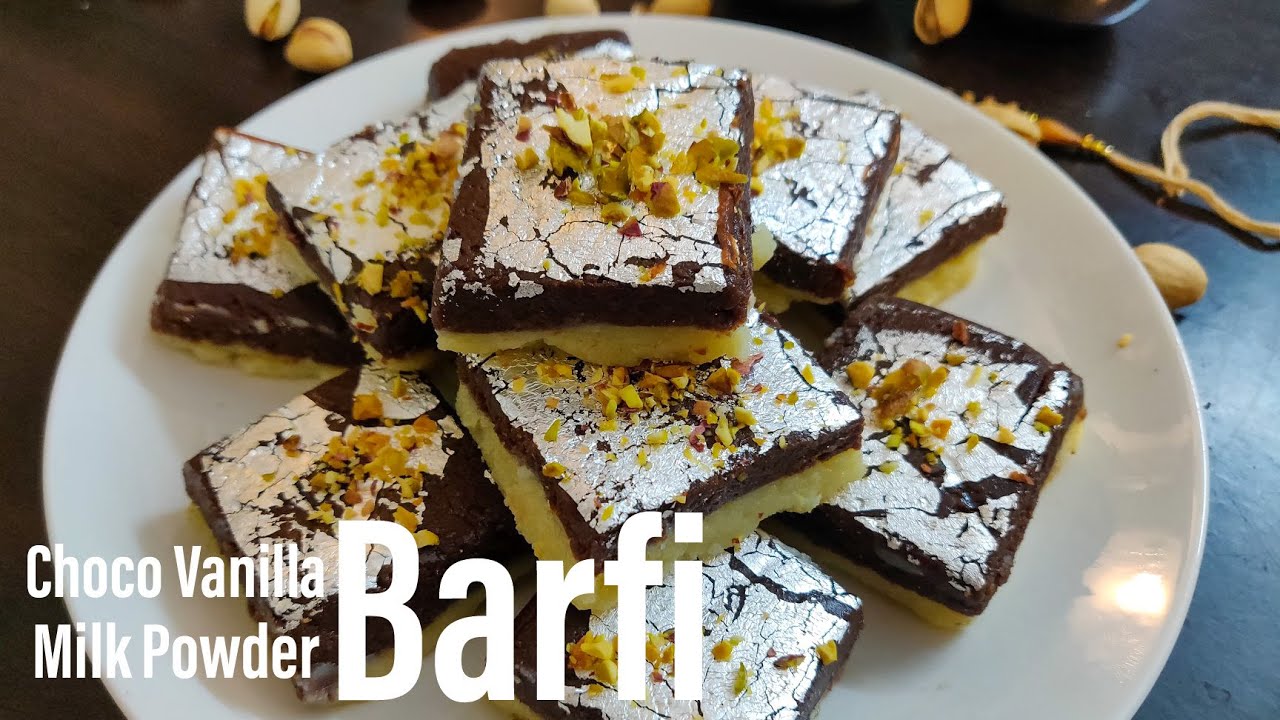 ChocoVanilla Barfi in just 15 mins Double Layer Milk Powder Barfi