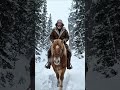 Horse Riding Through Snowy Mountains ❄️ Drone Shot