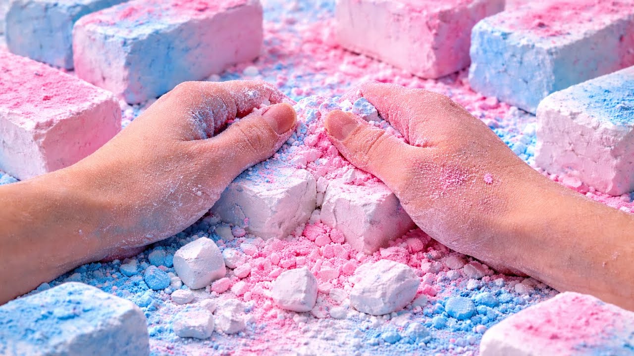 ASMR Gym Chalk Crumble ✋ | Blue & Pink | No Talking pt.2