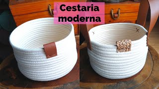 Como fazer CESTO DE CORDÃO - Cesta de cuerda - Rope basket - Passo a passo COMPLETO - Novelo Rosa