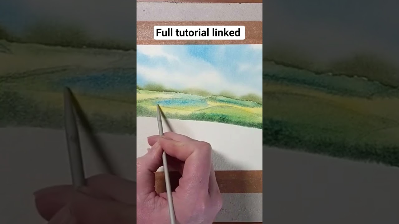 distant fields in watercolour #watercolor #watercolorpaintingforbeginners