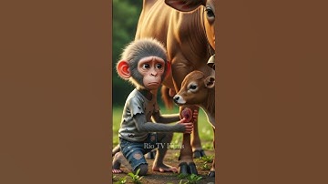 Monkey fights giant python to save cow #babymonkey #monkey #arrahman #riotvfilms