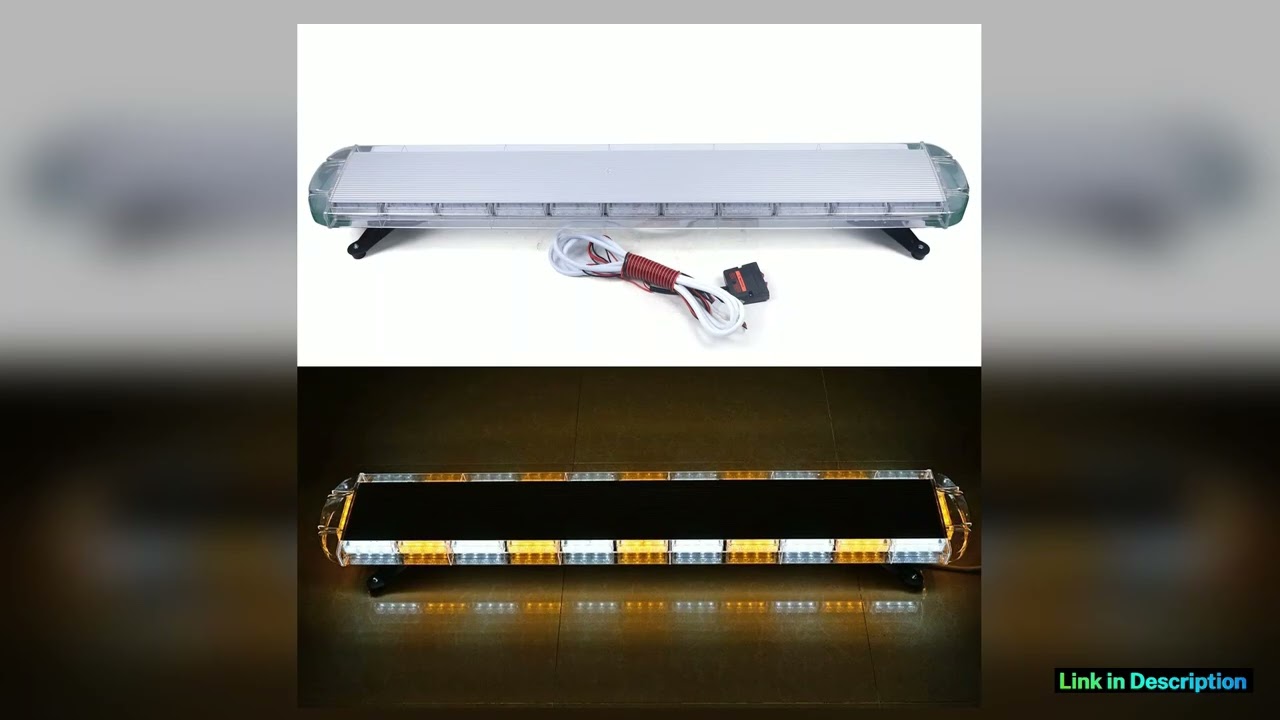 96 LED 51 Light Bar Emergency Beacon Warn 16 Flashing modes Strobe AmberWhite With Horn Display