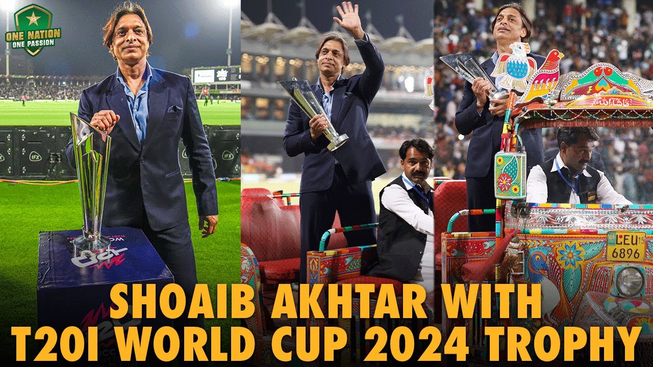 Shoaib Akhtar in the Spotlight as the ICC  T20WorldCup 2024 Trophy Tour lit up Gaddafi Stadium 