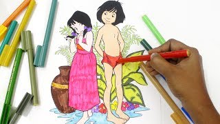 colouring Jungle Book for kids, Colouring Mowgli from the Jungle Book