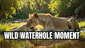 Wildlife Moment: Two Lionesses Up Close At The Waterhole!