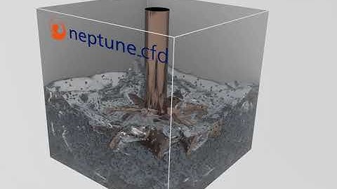 neptune_cfd simulation of a mixer blending solid particles in a stratified Air/Water flow