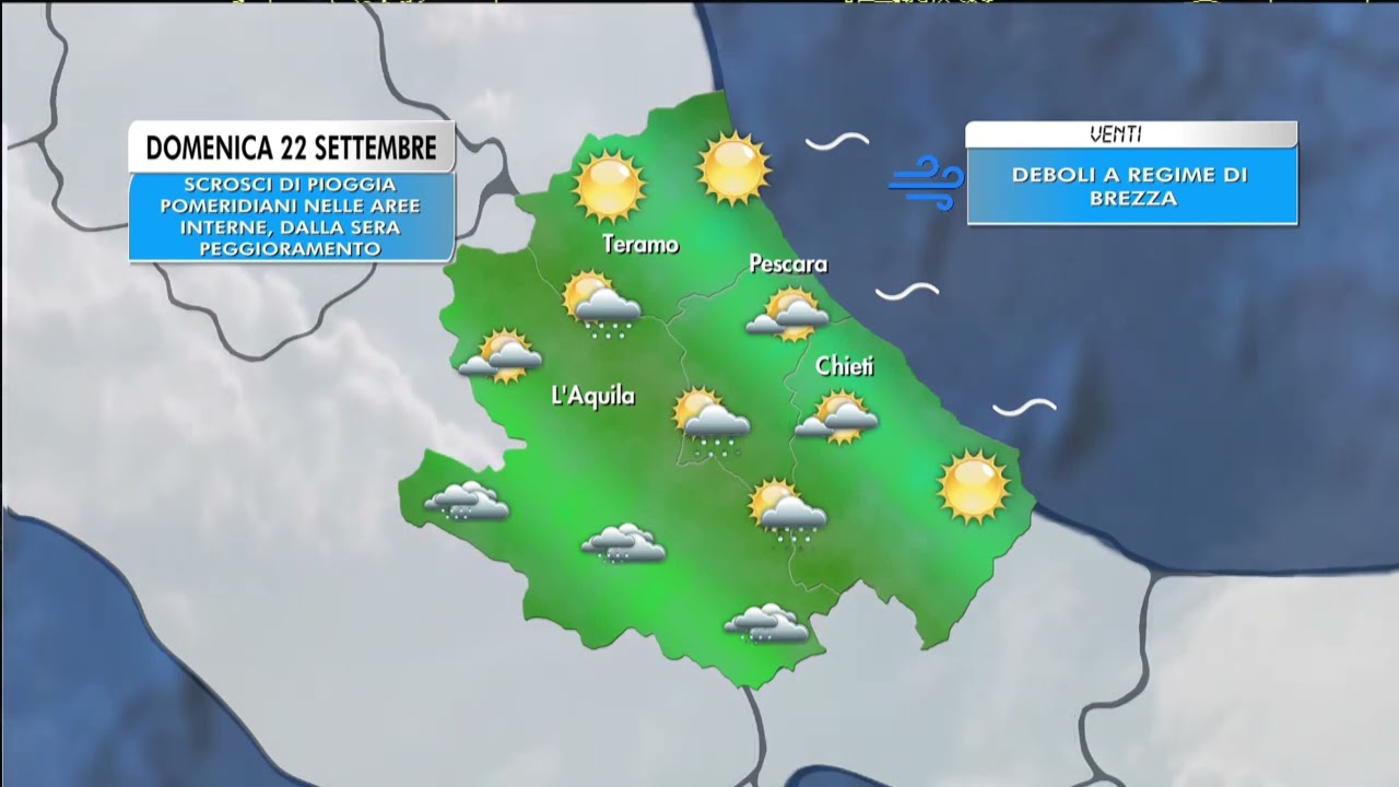 previsioni per domenica 22 settembre