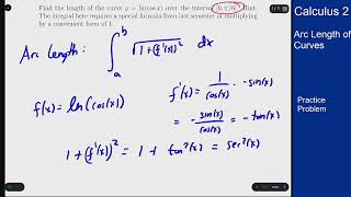 Calculus 2 - Arc Length of a Function - Practice Problem