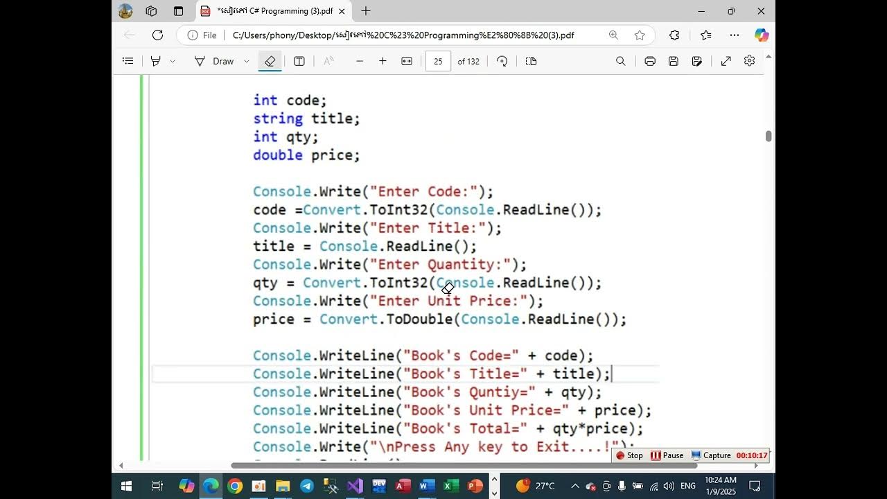 ការប្រើប្រាស់ String in C sharp part 1 - YouTube