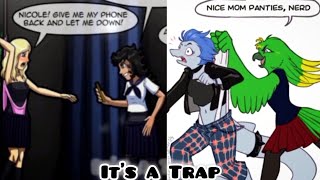 Girl hanging wedgie punishment for long hours, mom gets wedgie | Comic Dub 