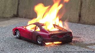 Model Ferrari Engine Blows Up & Catches Fire