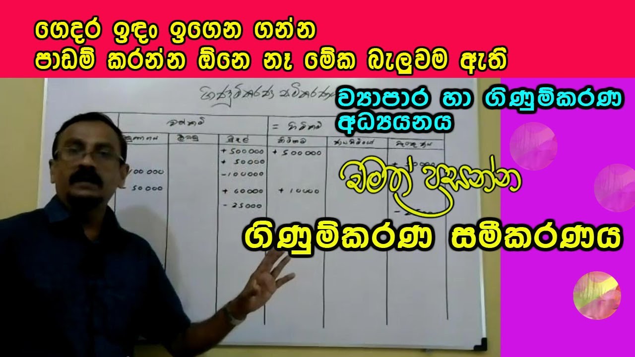 ගිණුම්කරණ සමීකරණය ACCOUNTING EQUATION IN SINHALA #accounting #accountingstudies #businessstudies